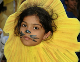 dressing up on wet day with child